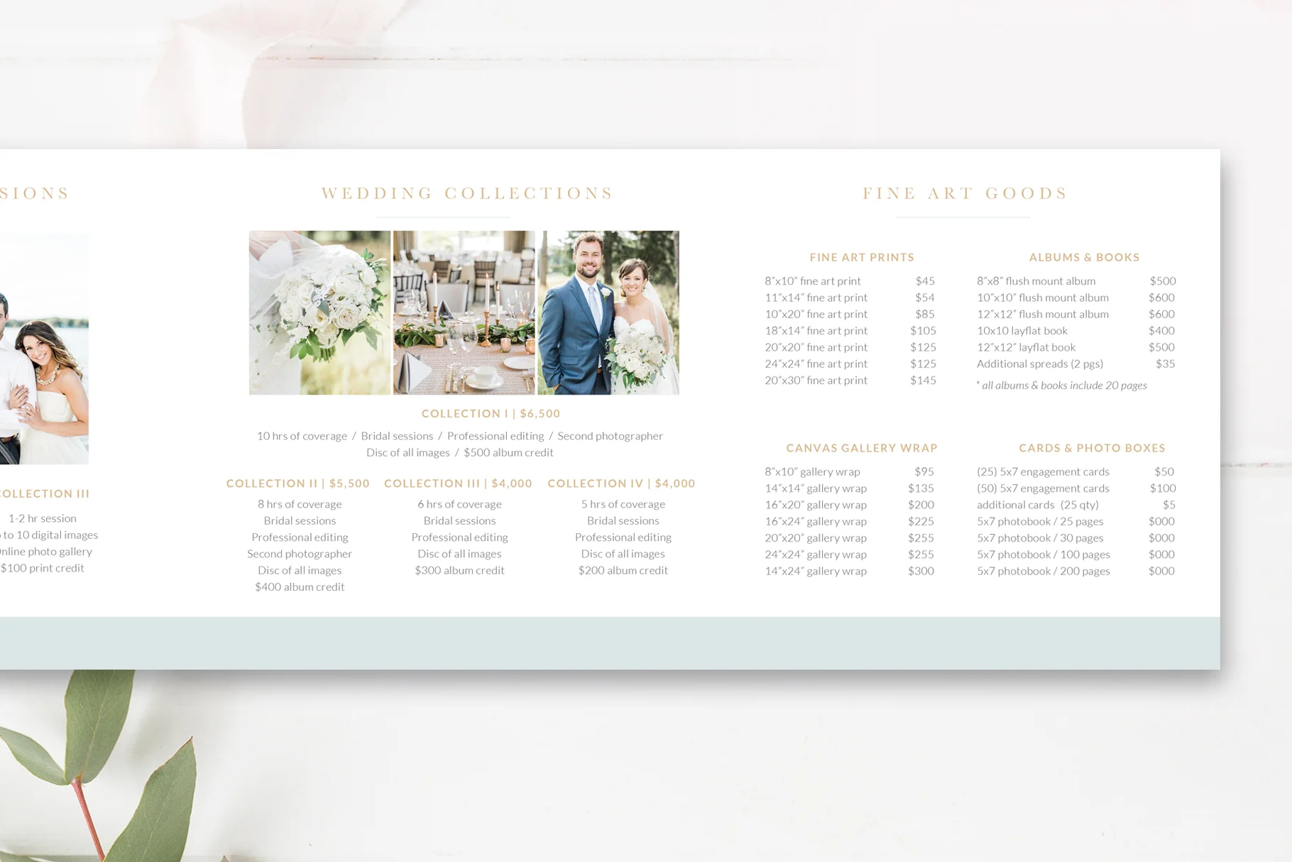 Photography Price List Trifold Template, Photoshop Template