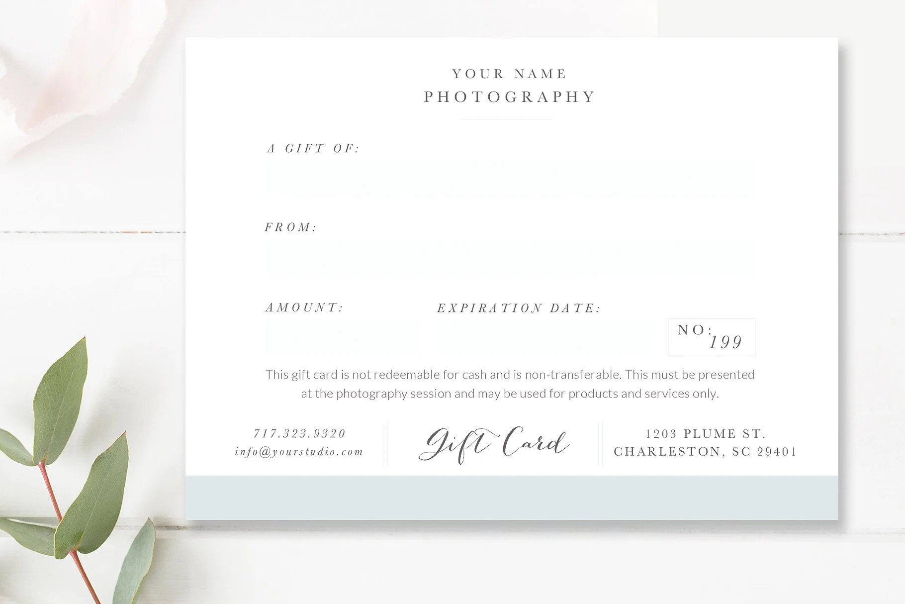 Photoshop Gift Certificate Template for Photographer, Gift Card Design —  Photographer Templates