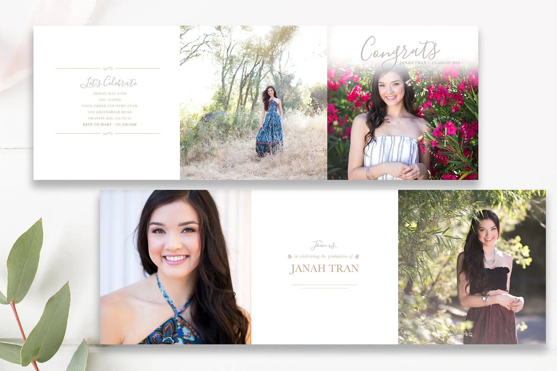 Tri fold Graduation Announcements — Photographer Templates