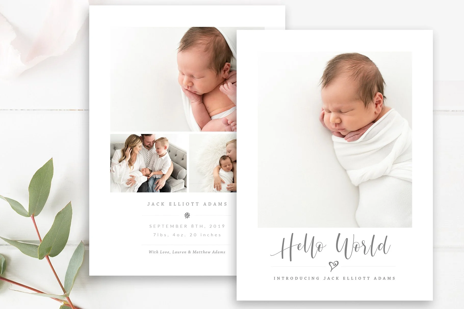Newborn Announcement Card Template, Photoshop Templates for Photographers