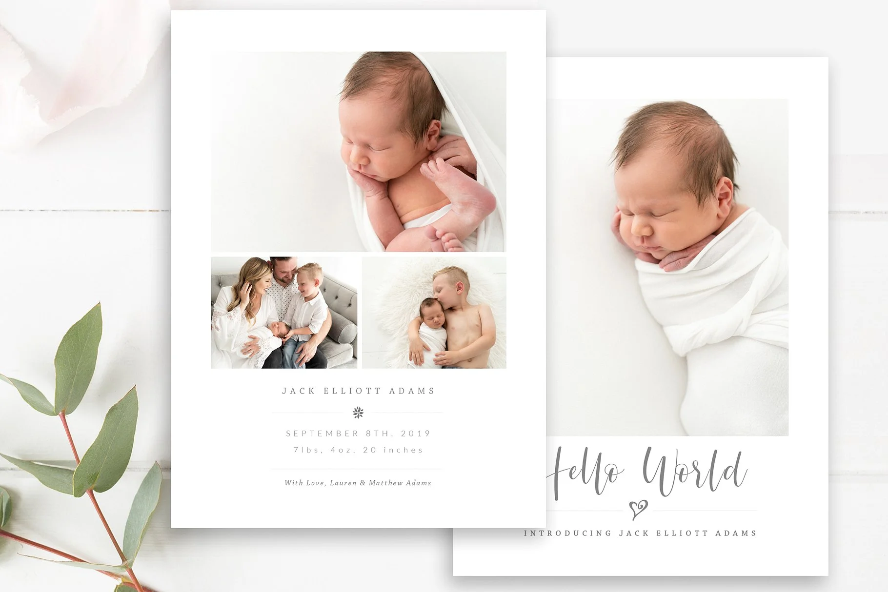 Newborn Announcement Card Template, Photoshop Templates for Photographers