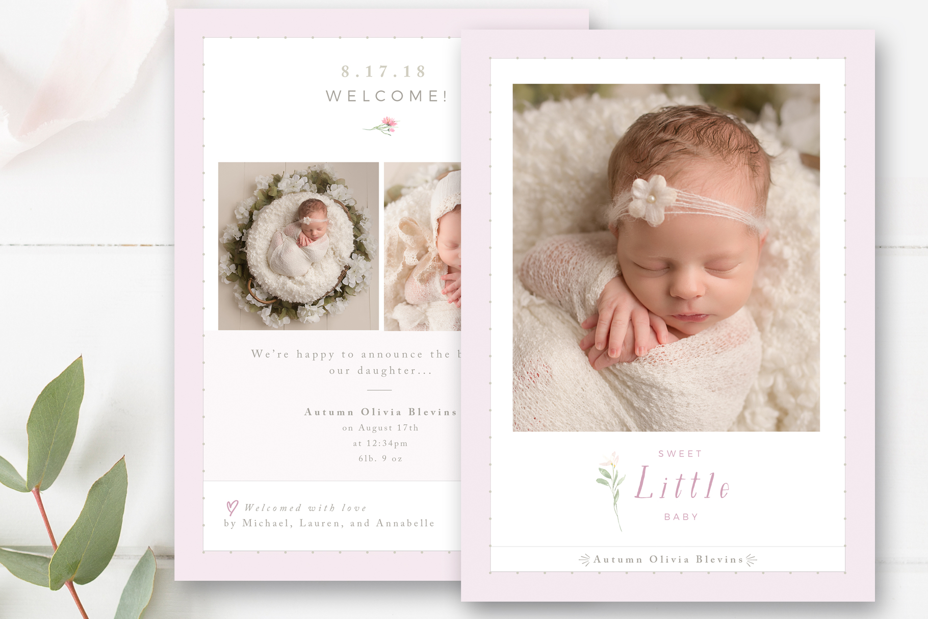 Custom PSD File Personalized Birth Announcement Digital