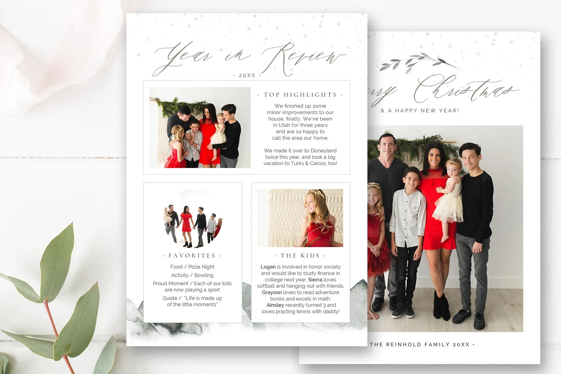 Year in Review Christmas Card PSD, Photoshop Template