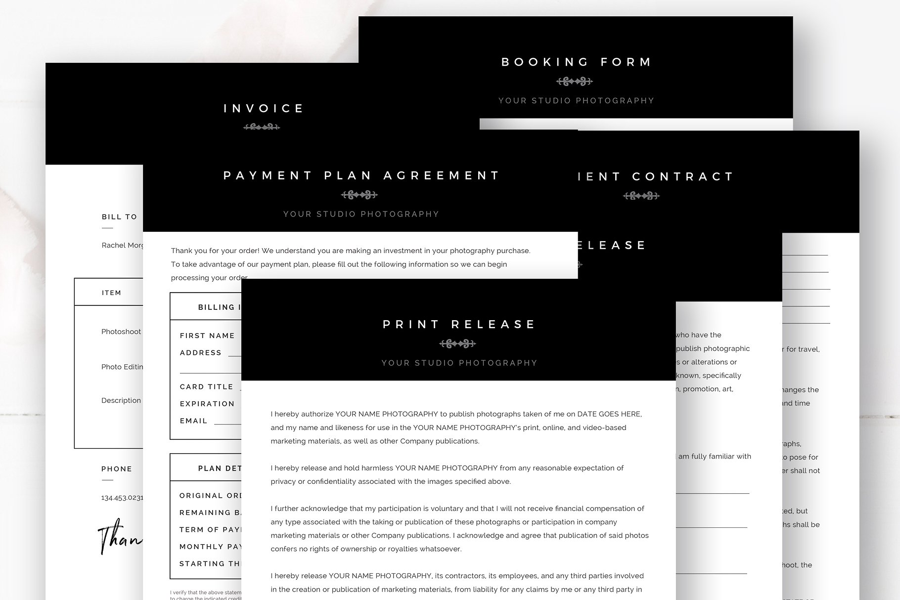 Photography Business Form Template Set, Photoshop Templates for  Photographers — By Stephanie Design Throughout Photography Business Forms Templates