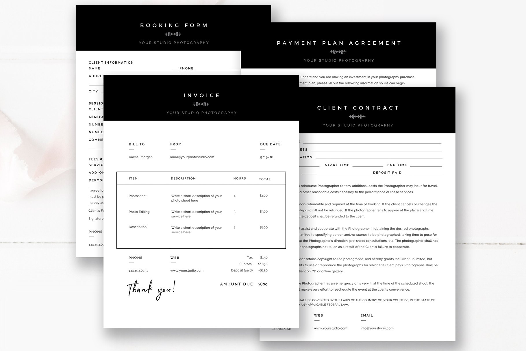 Photography Business Form Template Set, Photoshop Templates for  Photographers — By Stephanie Design Within Photography Business Forms Templates