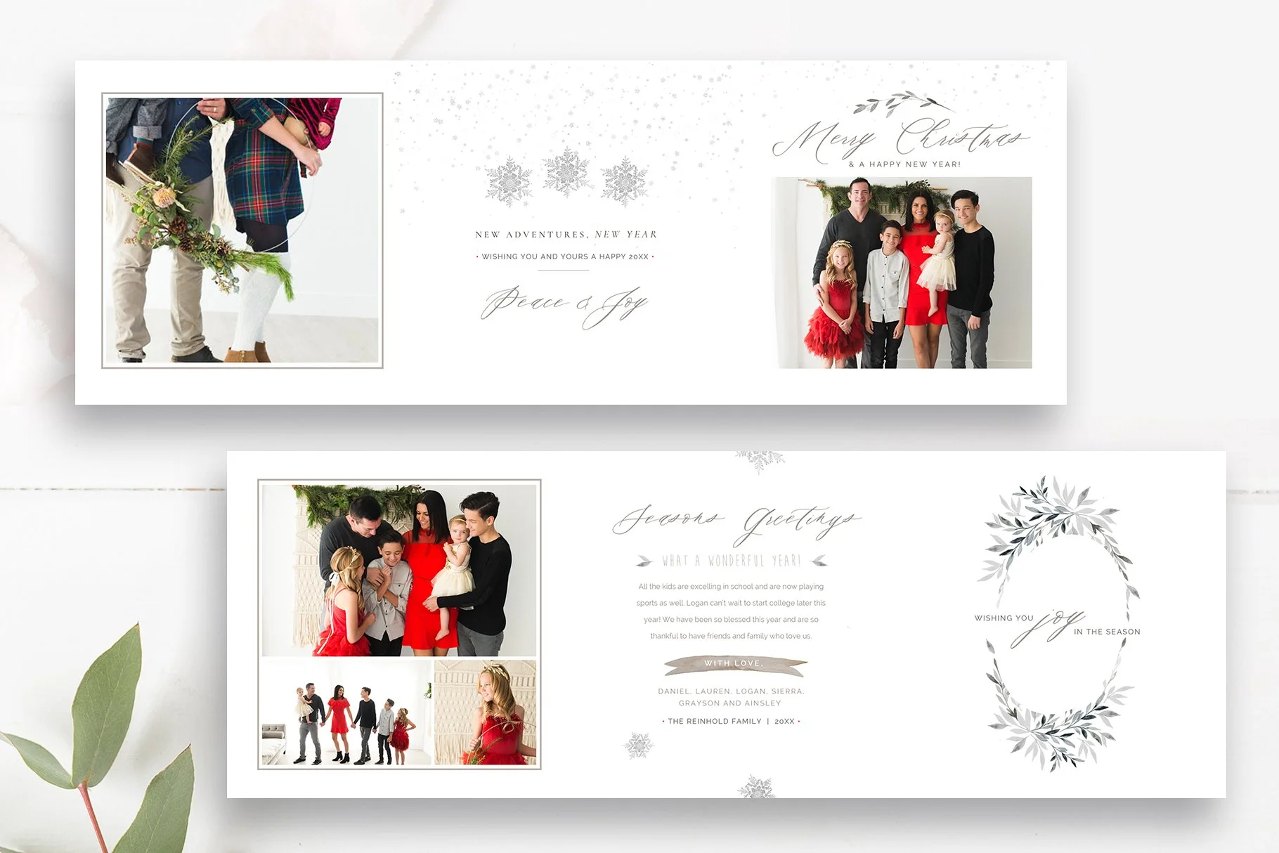 Accordion Christmas Card Template, Photoshop Template