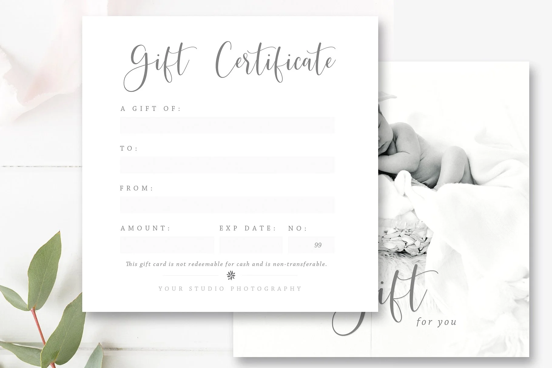 Photography Gift Card Template, Photoshop Template