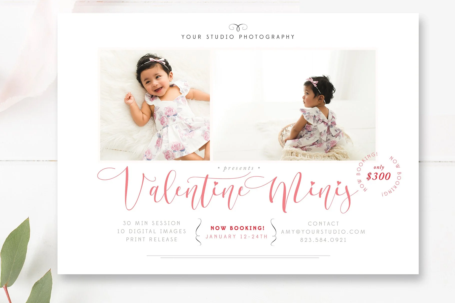 Valentine Mini Session Template, Photoshop Template for Photographers
