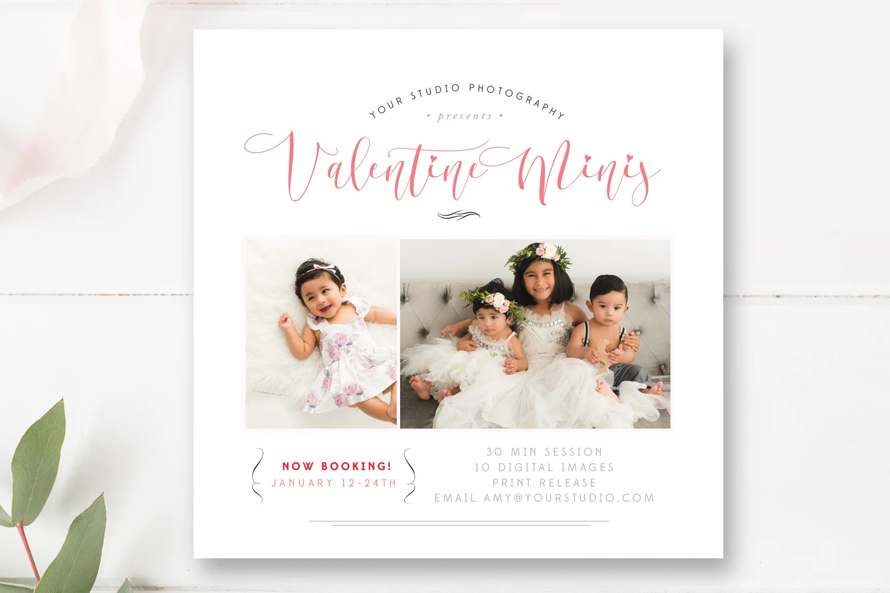 Valentine's Mini Session Marketing Board, Photoshop Templates for Photographers