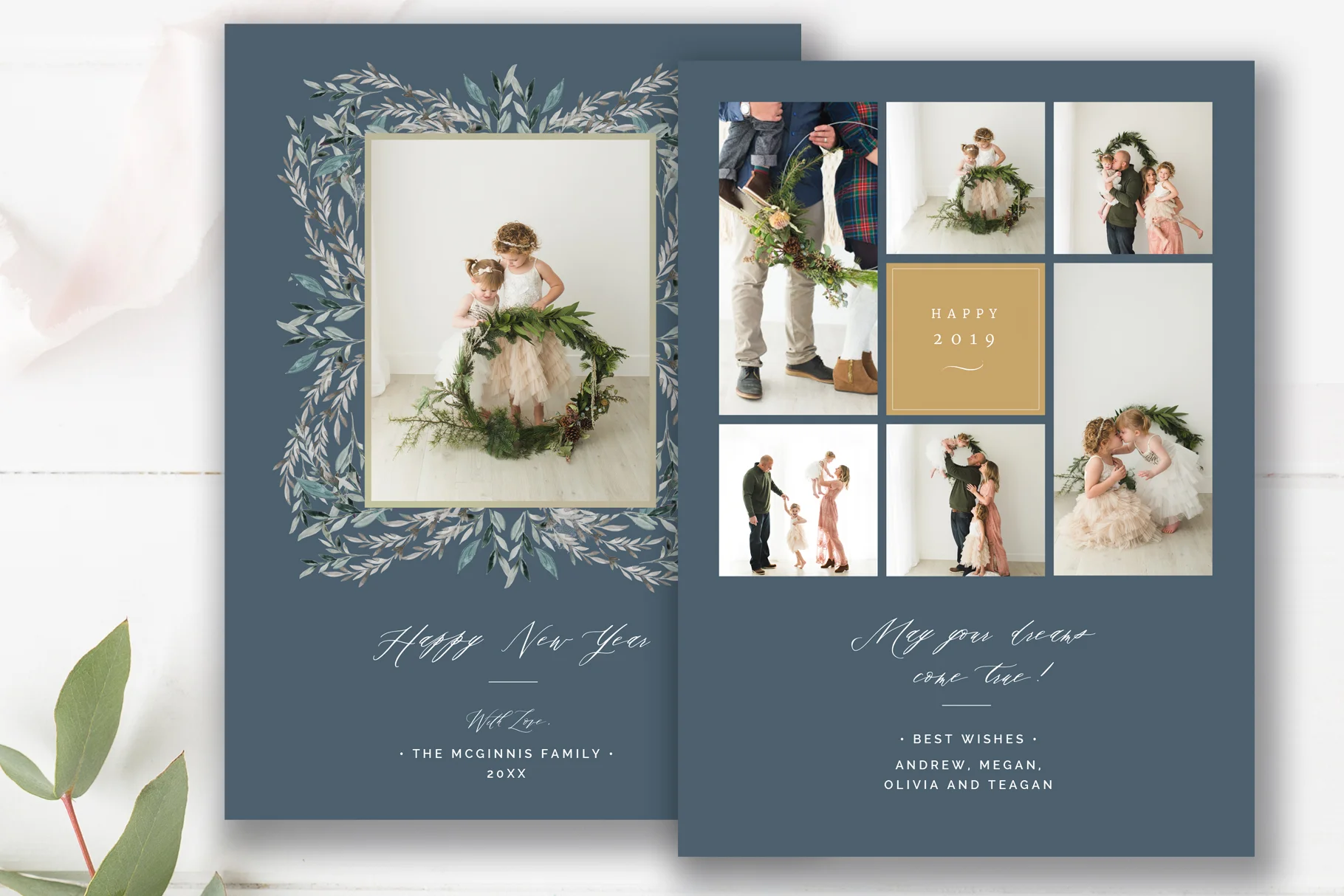 Happy New Years Photo Card Template, Photoshop Templates for Photographers