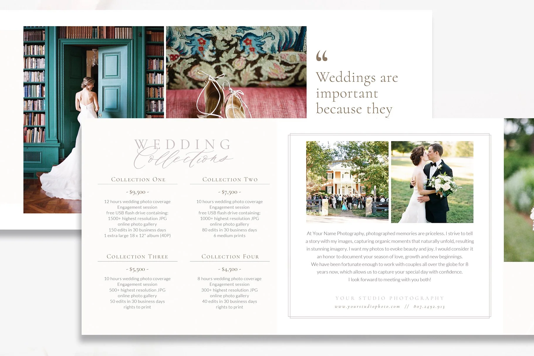 Wedding Photography 5x5 Accordion Brochure Template