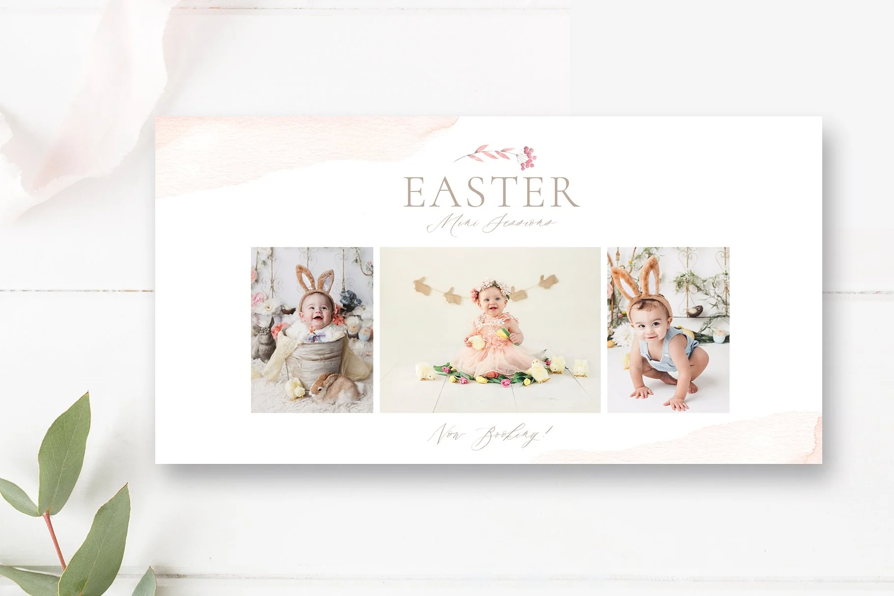 Easter Mini Sessions Facebook Header Template, Easter Photo Sessions Marketing Template