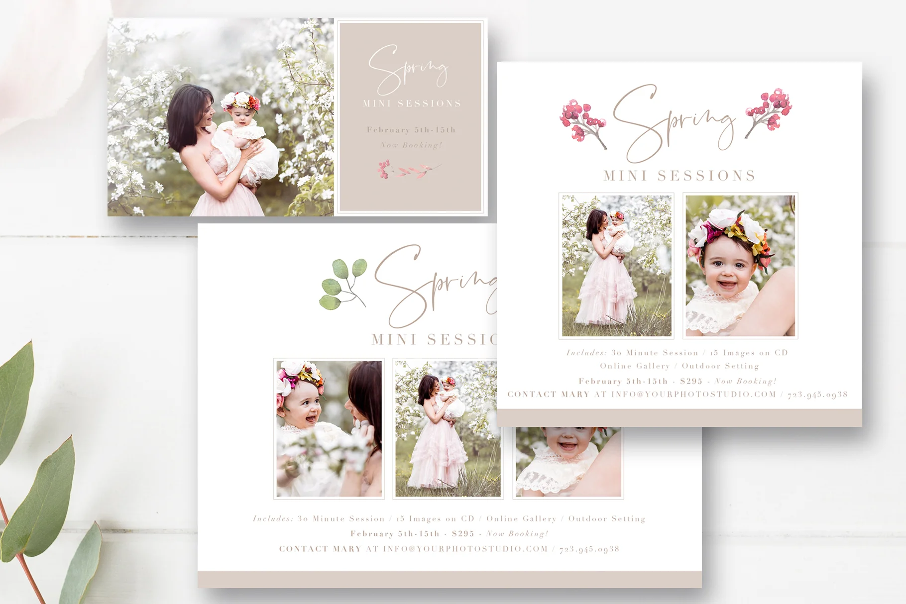 Spring Photo Sessions Marketing Set, Marketing Templates for Photographers