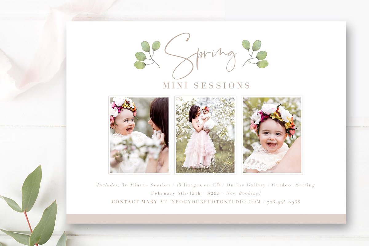 Spring Photo Sessions Marketing Set, Marketing Templates for Photographers