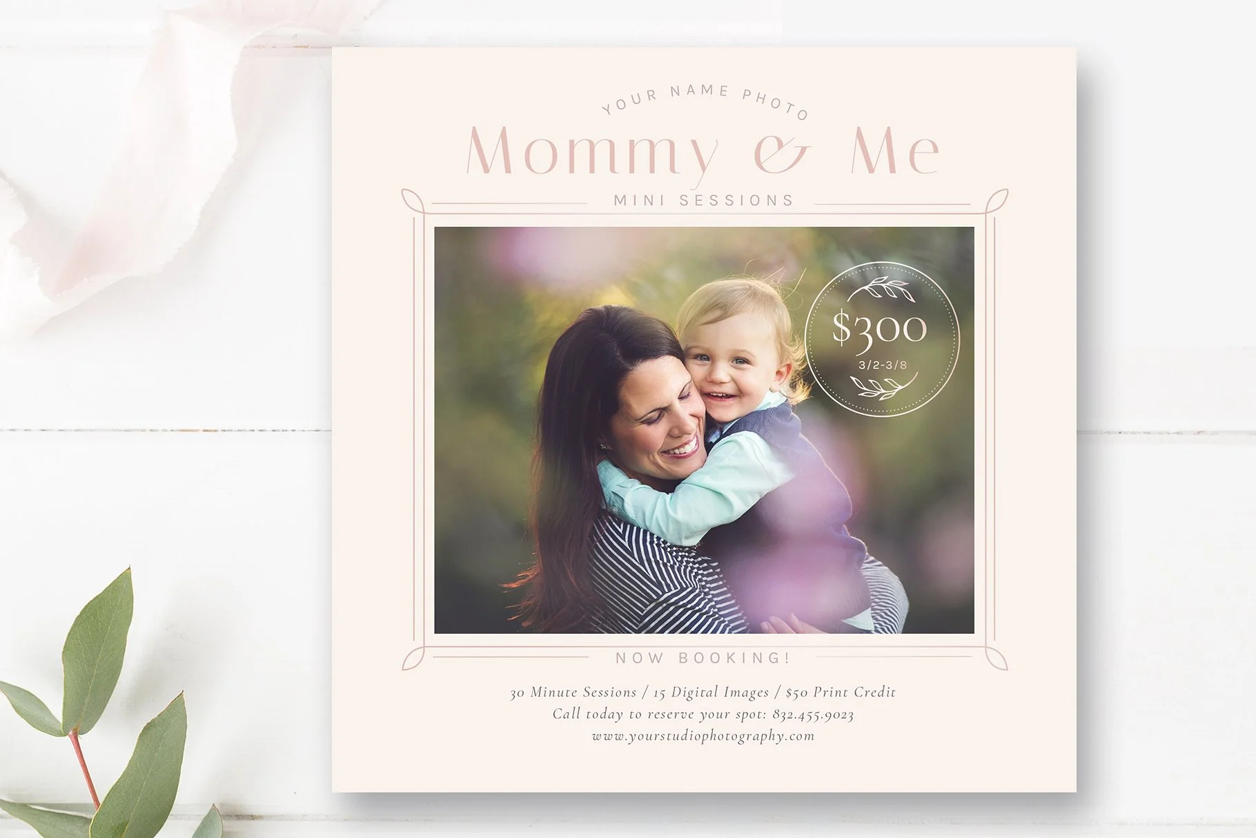 Mommy & Me Photo Sessions Template, Photoshop Templates for Photographers