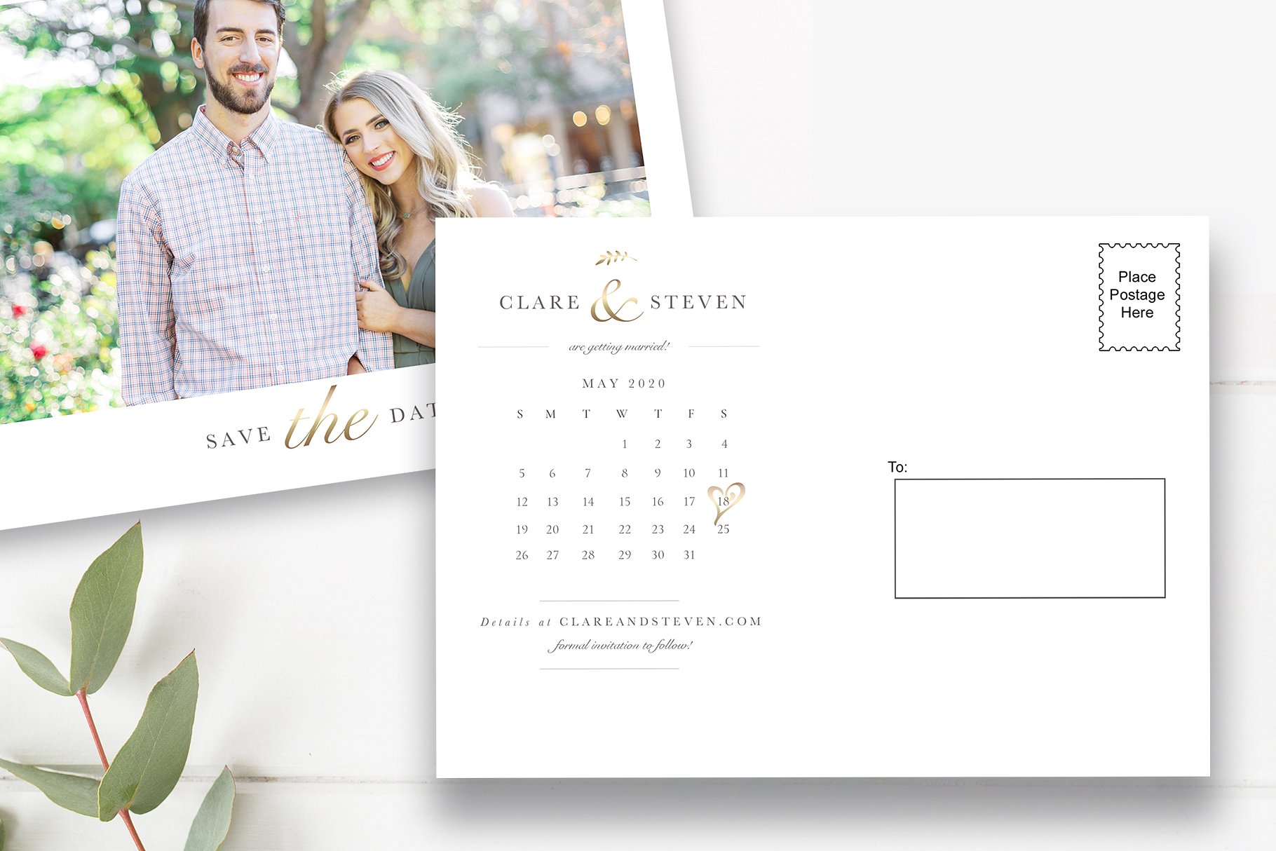 Calendar Save the Date Postcard Template