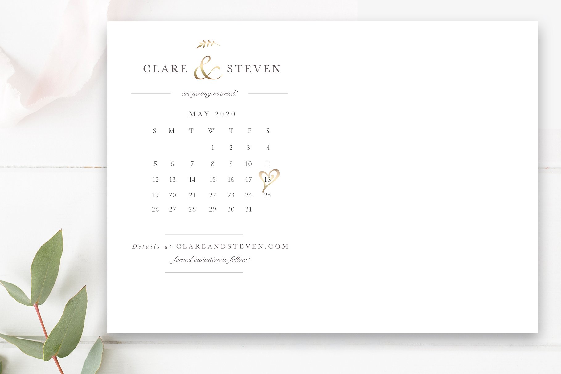 Calendar Save the Date Postcard Template