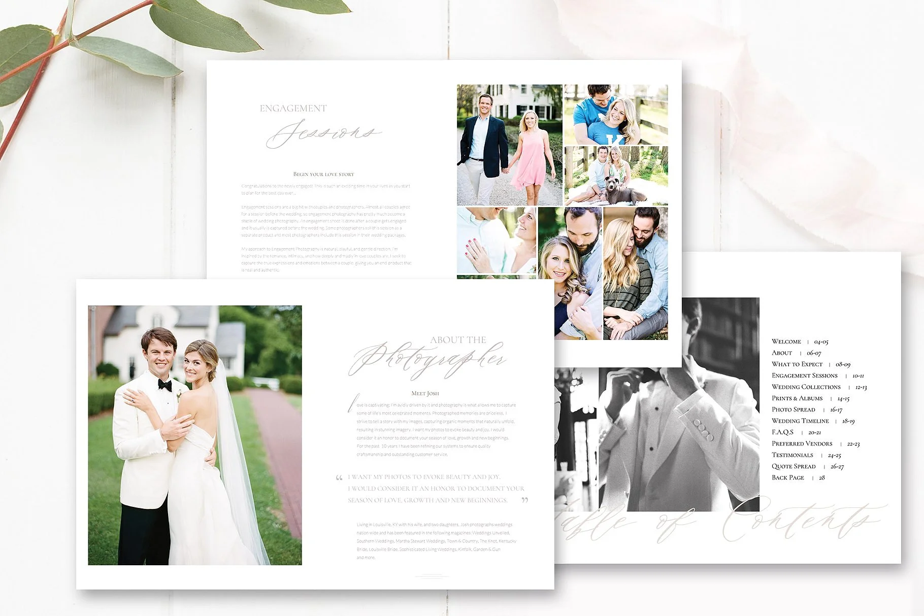 InDesign Wedding Photographer Welcome Magazine Template
