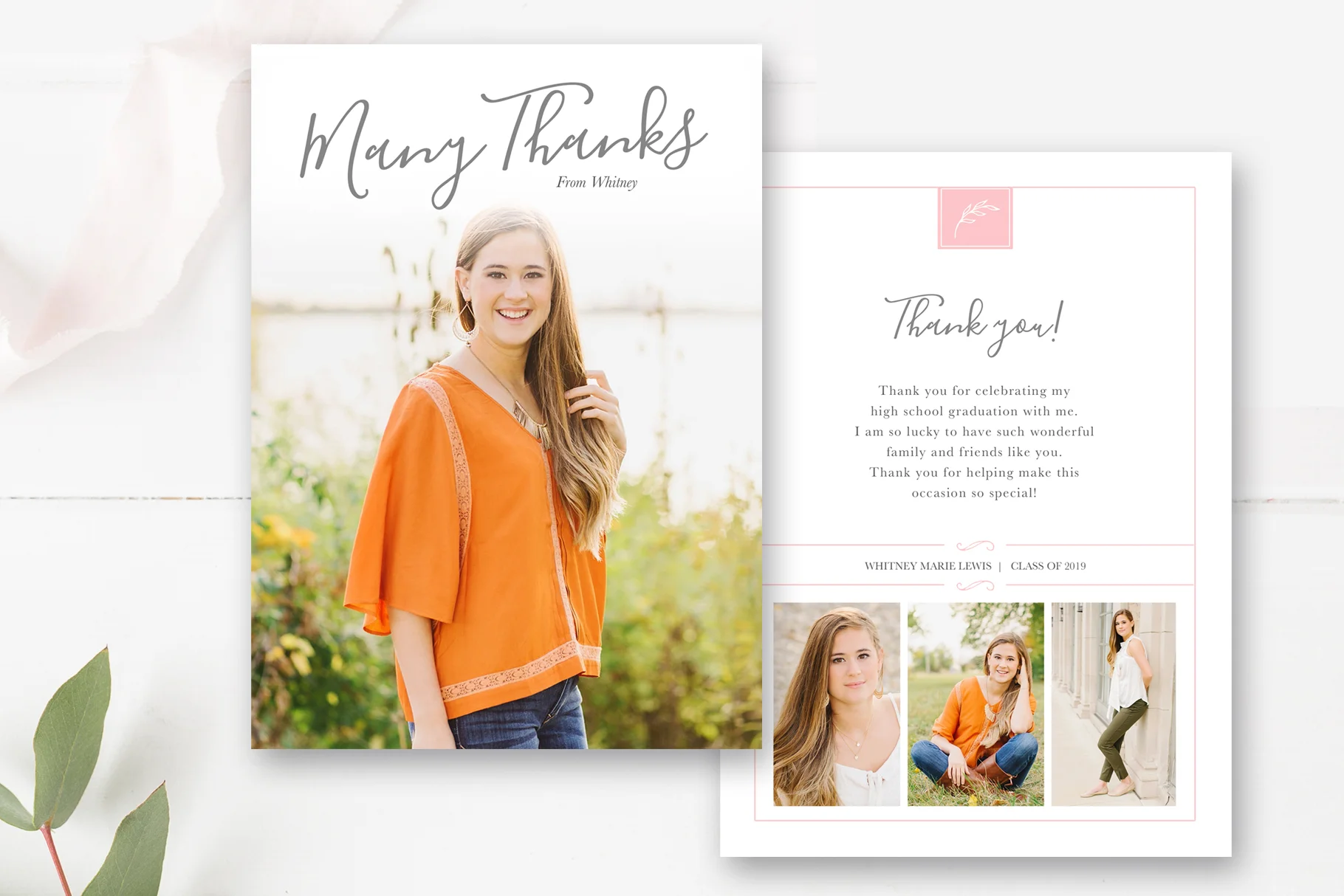 Graduation Thank You Card With Photo, Photoshop Template