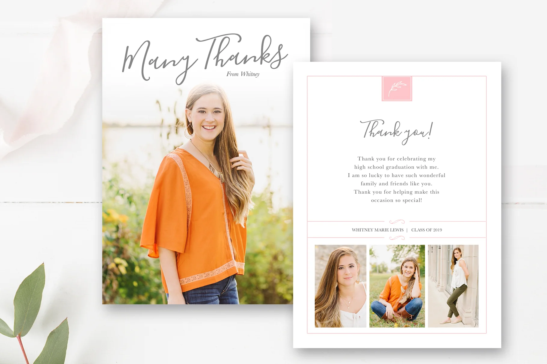 Graduation Thank You Card With Photo, Photoshop Template