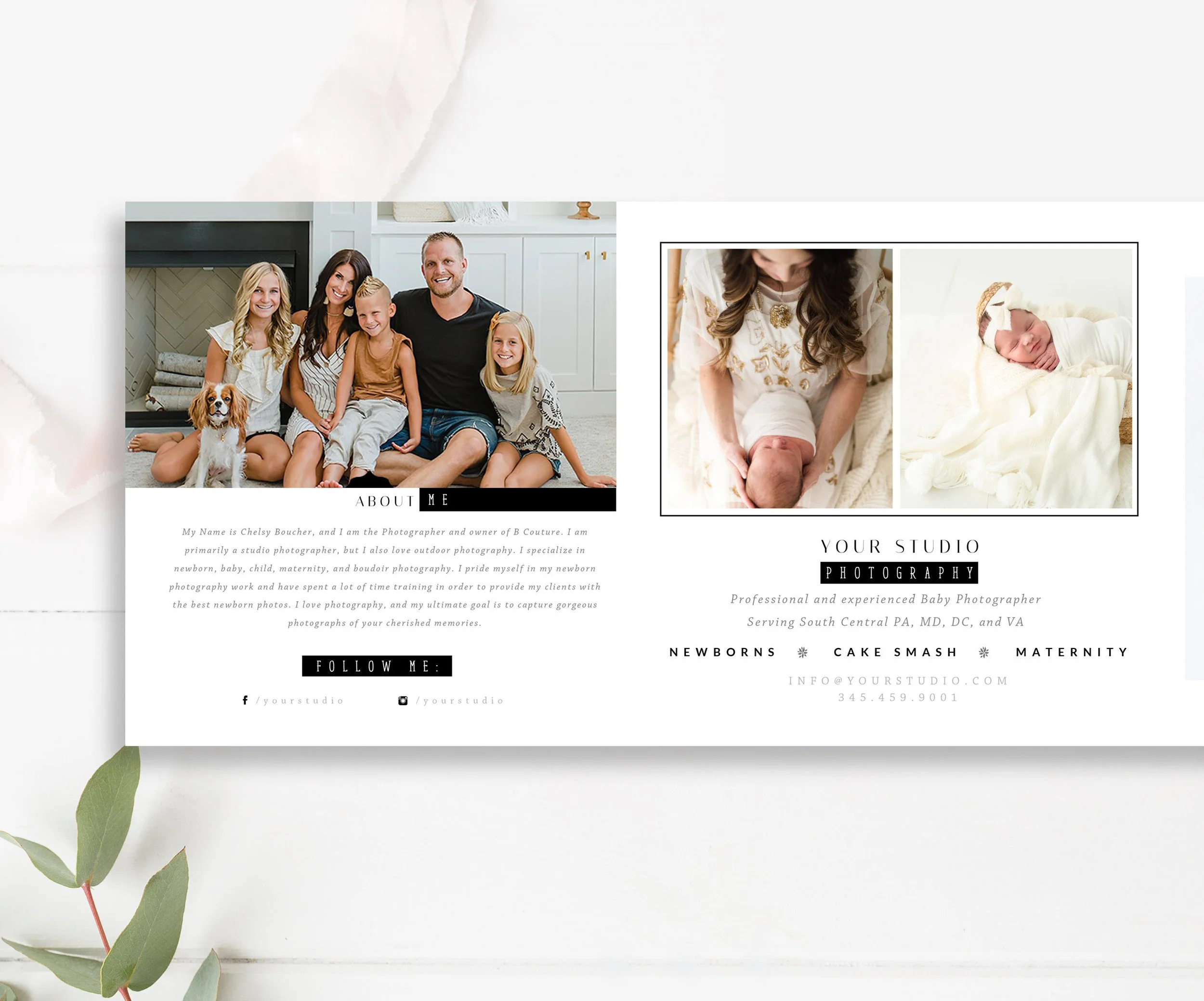 Newborn, Maternity, Kids Photography Brochure Template, Photoshop Templates for Photographers