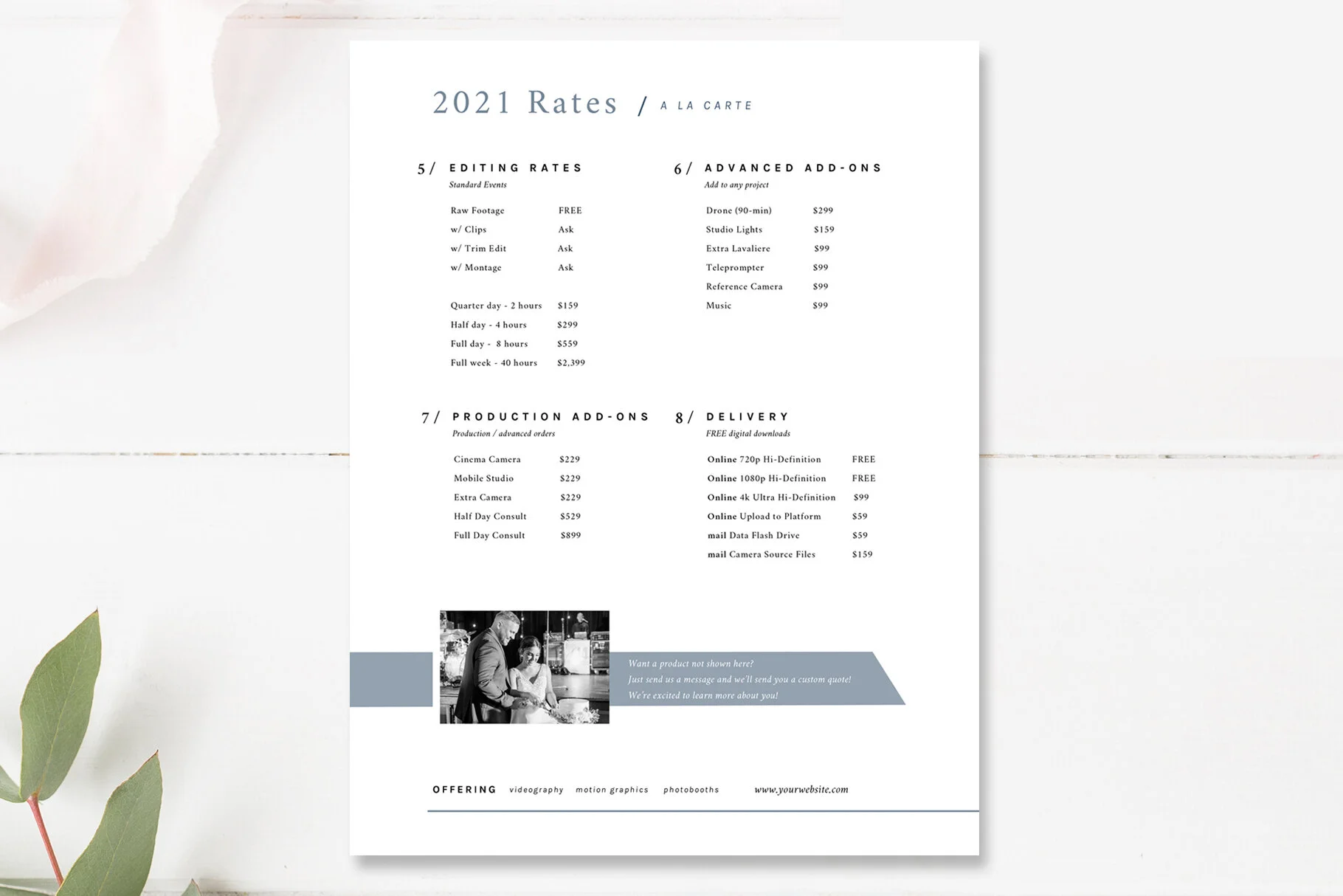 Videographer Pricing Guide Template — Photographer Templates