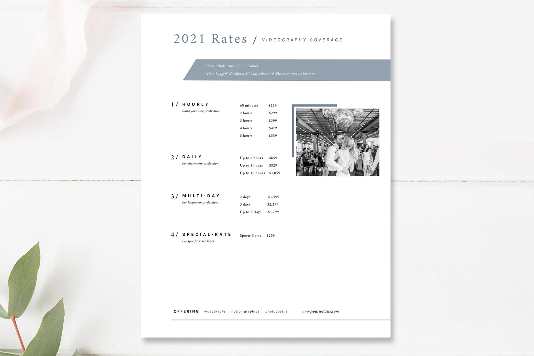 Videographer Pricing Guide Template — Photographer Templates