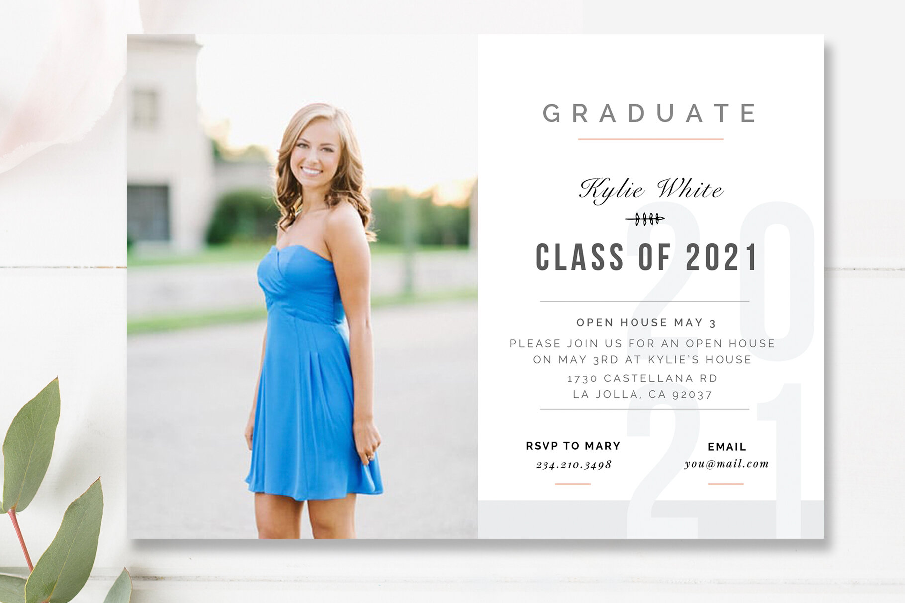 Senior Graduation Announcement Card Template — Photographer Templates