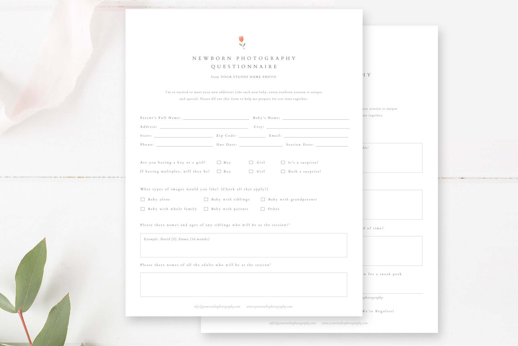Newborn Photography Business Forms Bundle, Photoshop Templates for ...