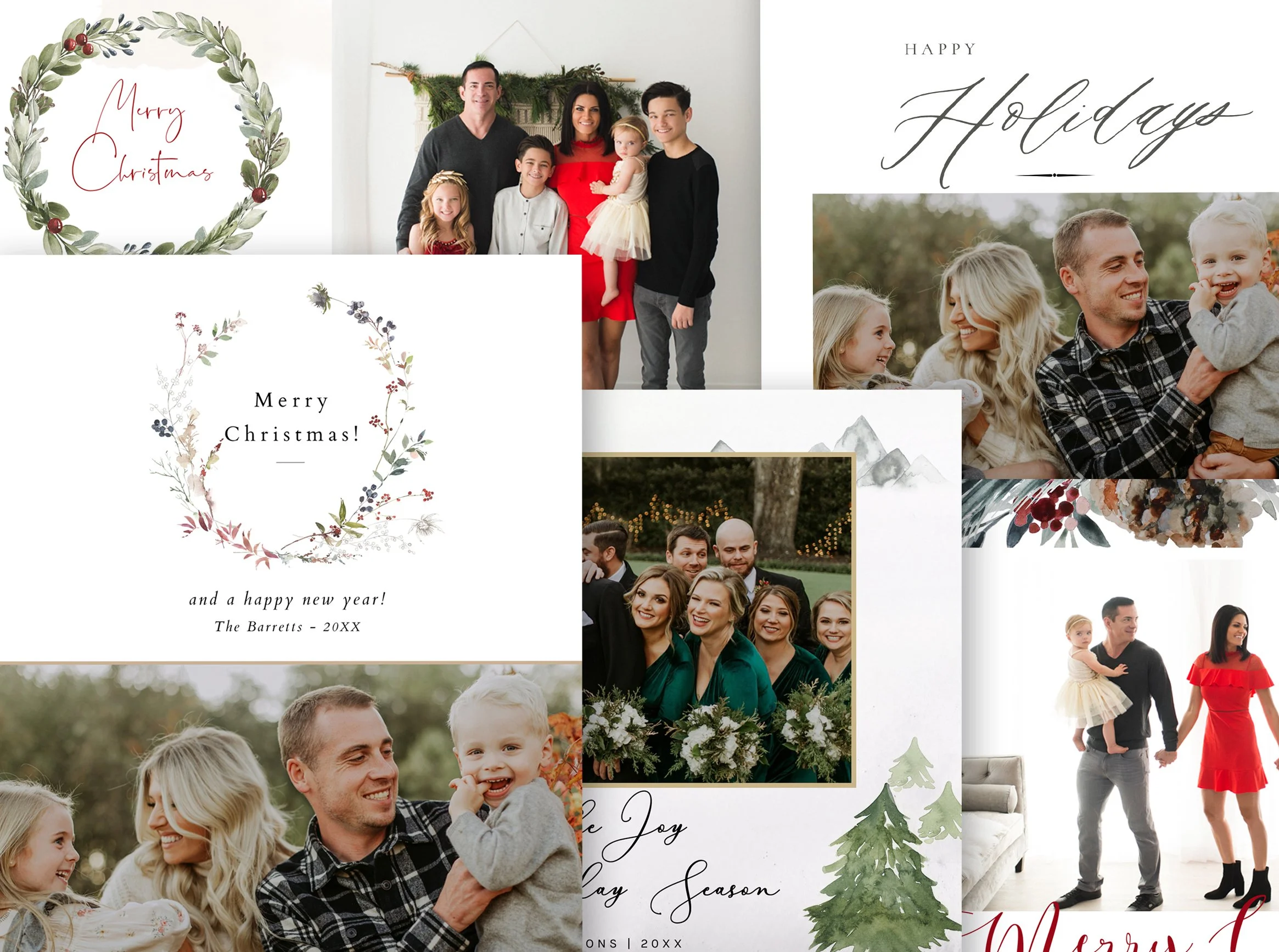 Holiday Photo Card Collection, Christmas Card Template Bundle, Pack of 5,  Photoshop Templates for Photographers — Photographer Templates