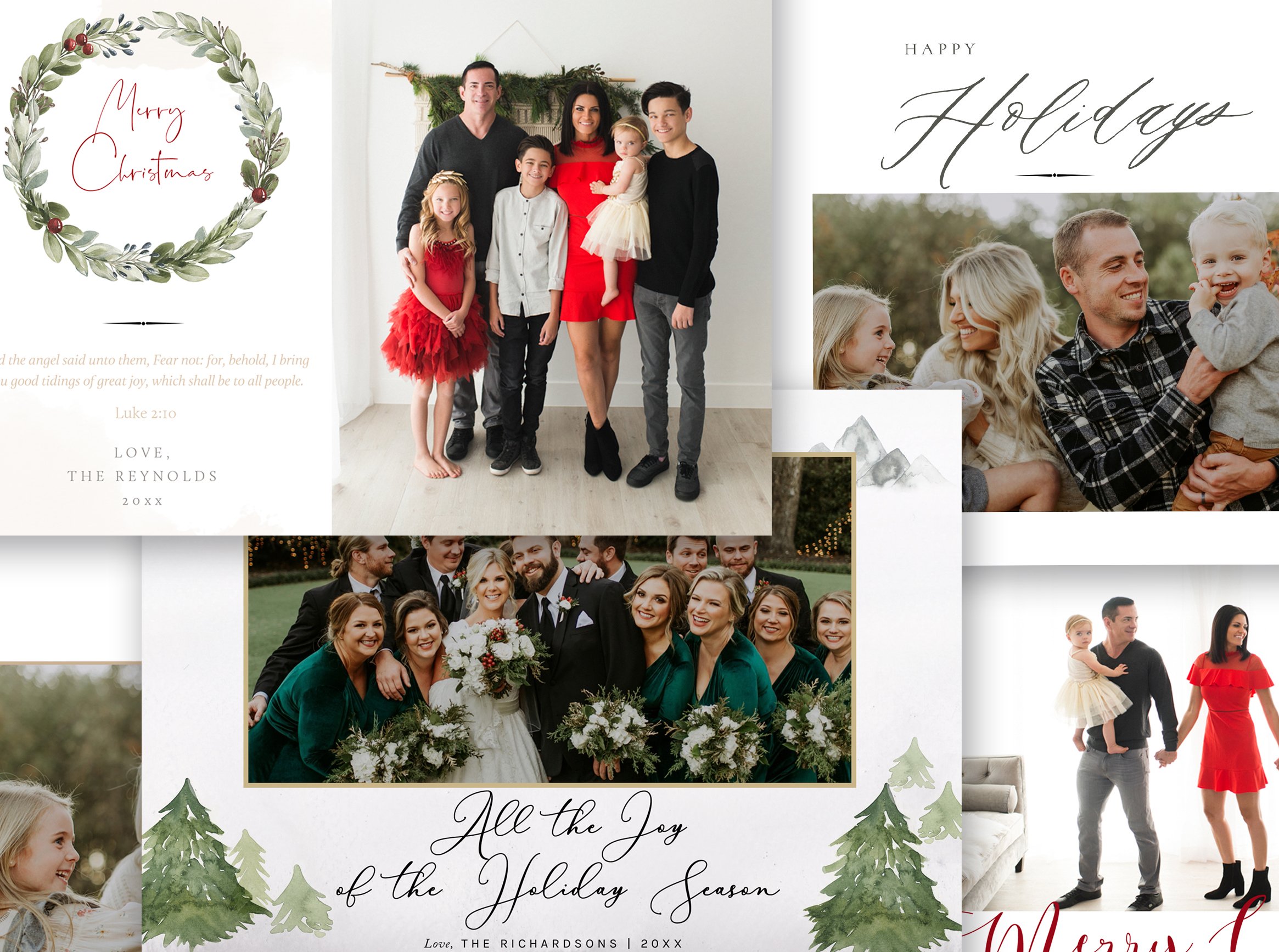 Holiday Photo Card Collection, Christmas Card Template Bundle, Pack of 5,  Photoshop Templates for Photographers — Photographer Templates