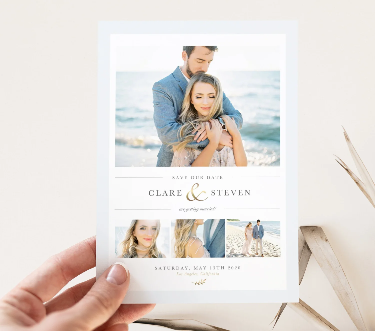 Save the Date Card Template, Engagement Announcement | Photoshop + Canva — By  Stephanie Design