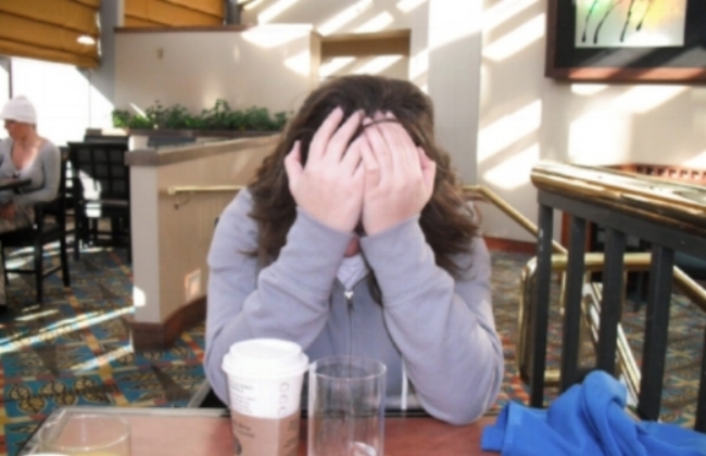 This is my best friend at the end of a vacation once. She was done with me and tried to block me out like a baby hiding behind its hands. This is how I feel at 6am prayer.