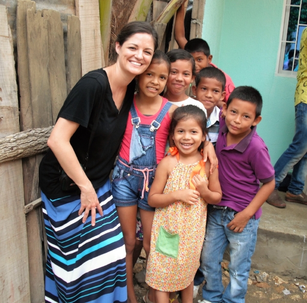 Ana (front) wears her new hand-sewn dress, a gift from Laura and our team.