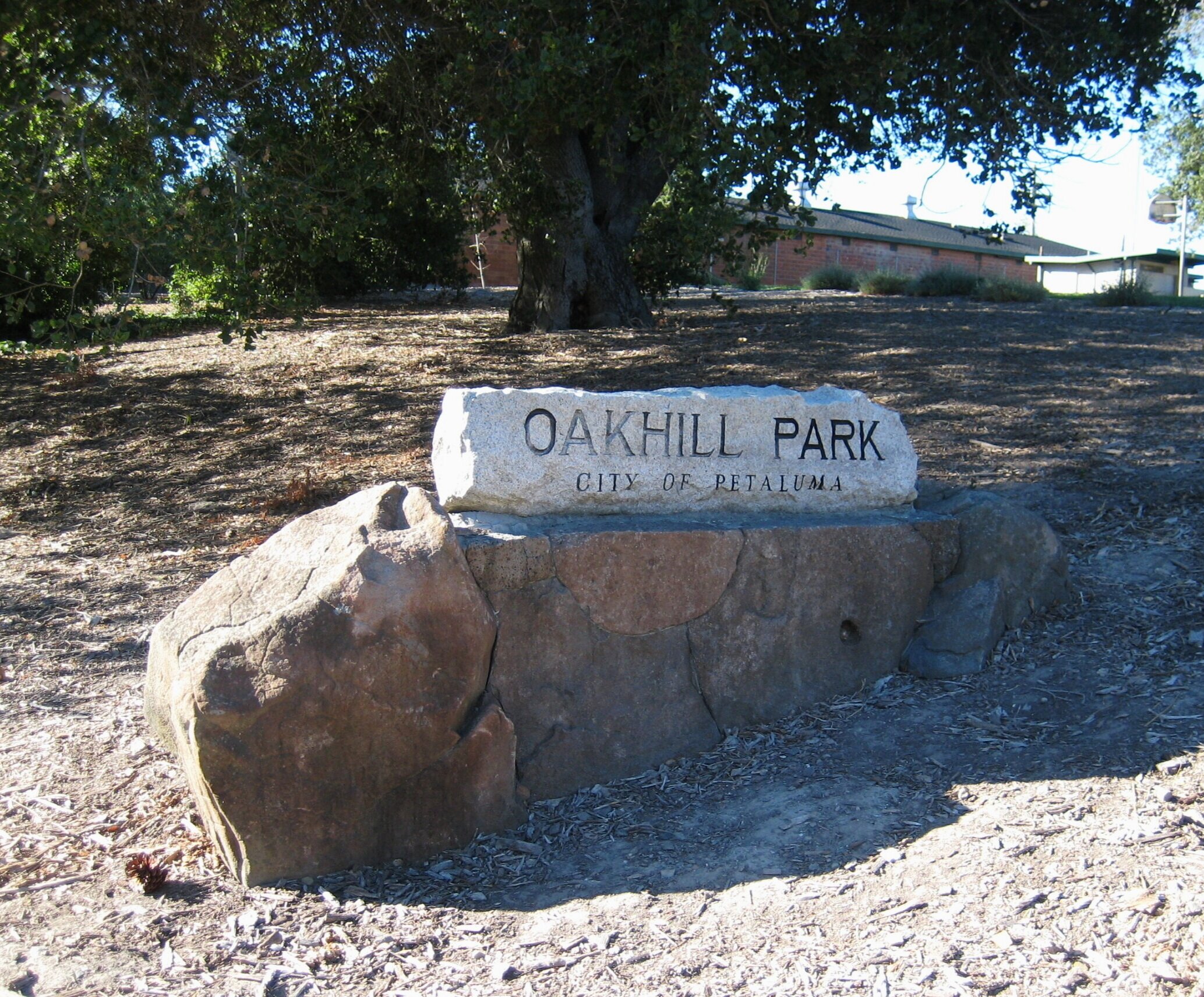 Stone signage by Edwin Hamilton. Photo by Janet Gracyk, 2012.