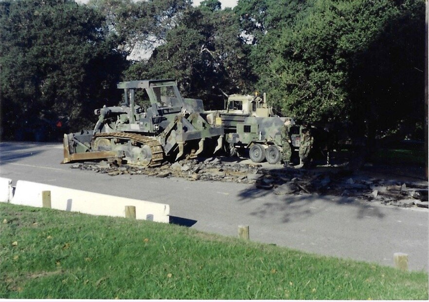 National Guard removing the road through the park. Photo by Todd Gracyk.