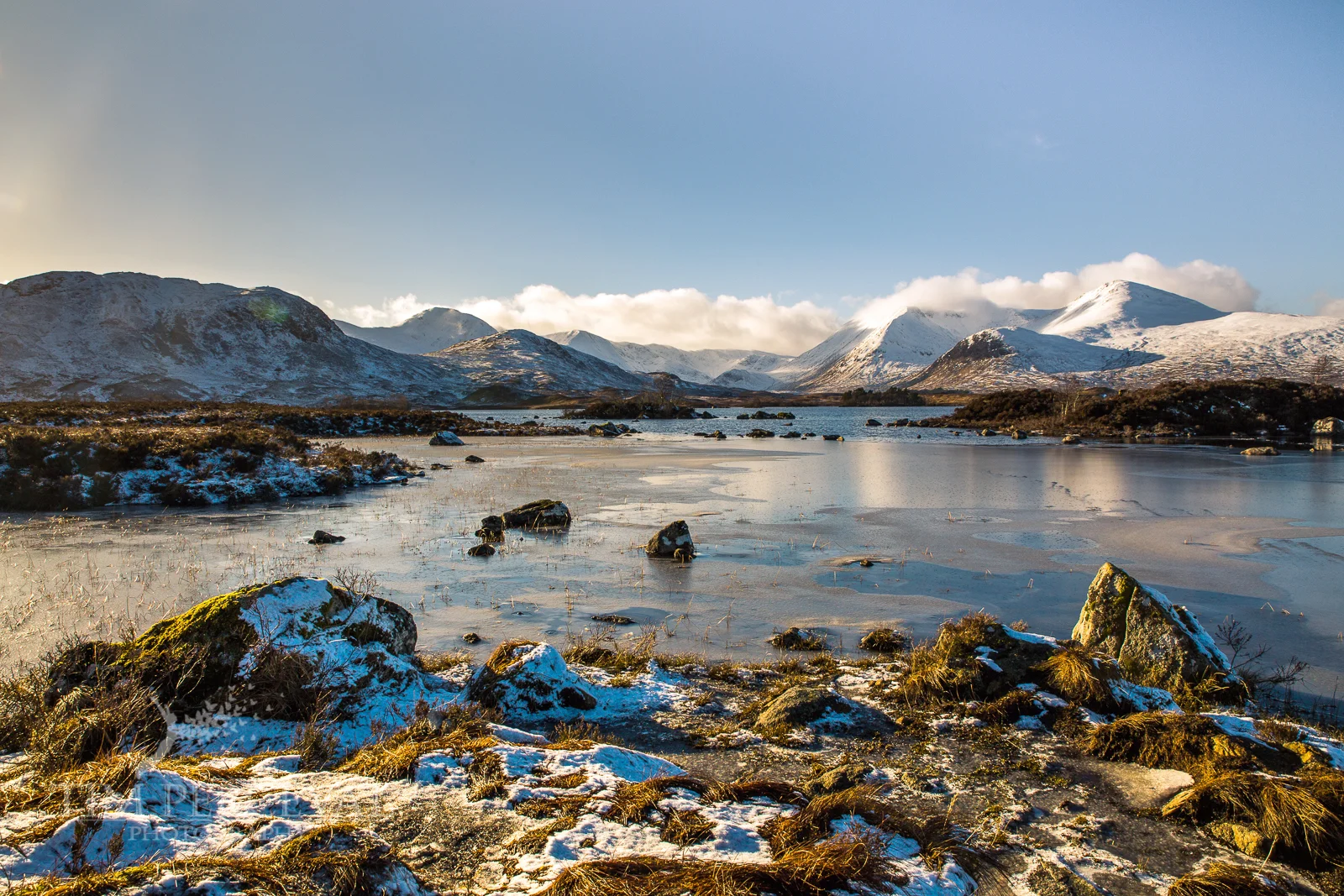 Winter over Loch na h-achlaise, Rannoch Moor