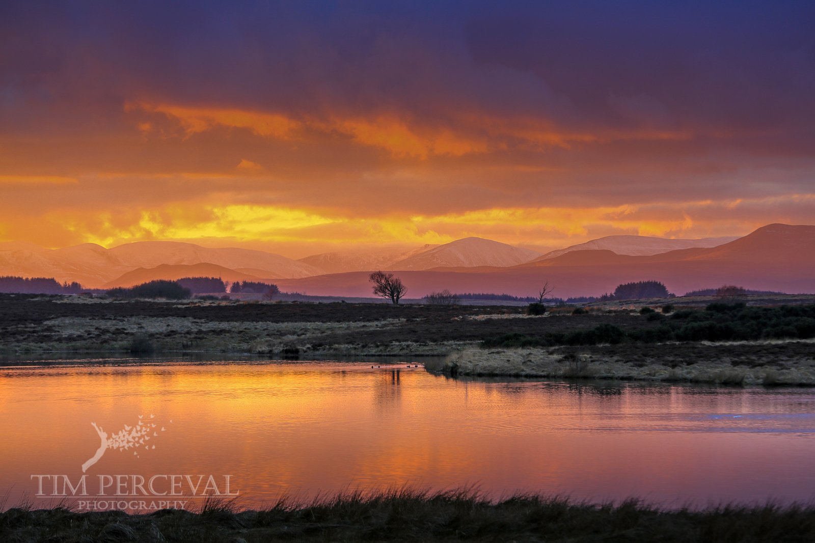  Sunset reflections over the Hills of Fintry 