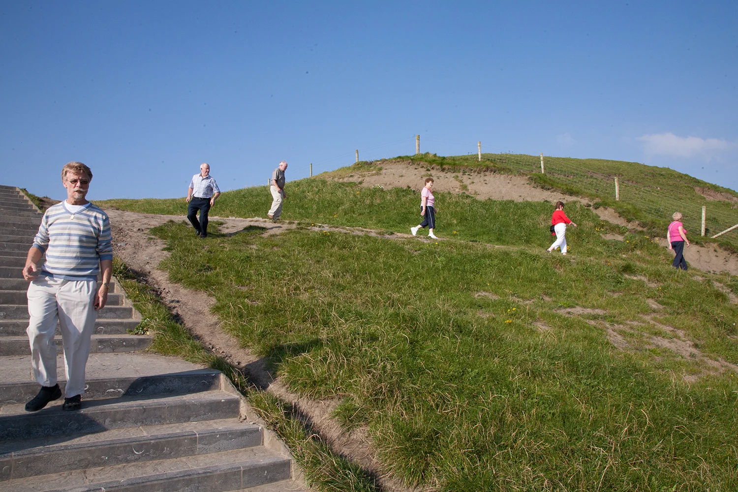A documentary photograph of tourist visiting the cliffs of moher in the west of ireland