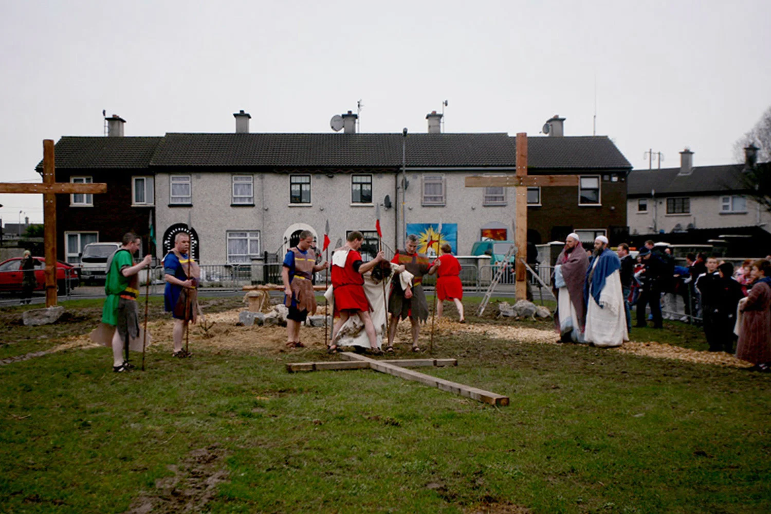 A documentary photograph of the monks of Moyross performing the passion of the christ in Limerick, Ireland