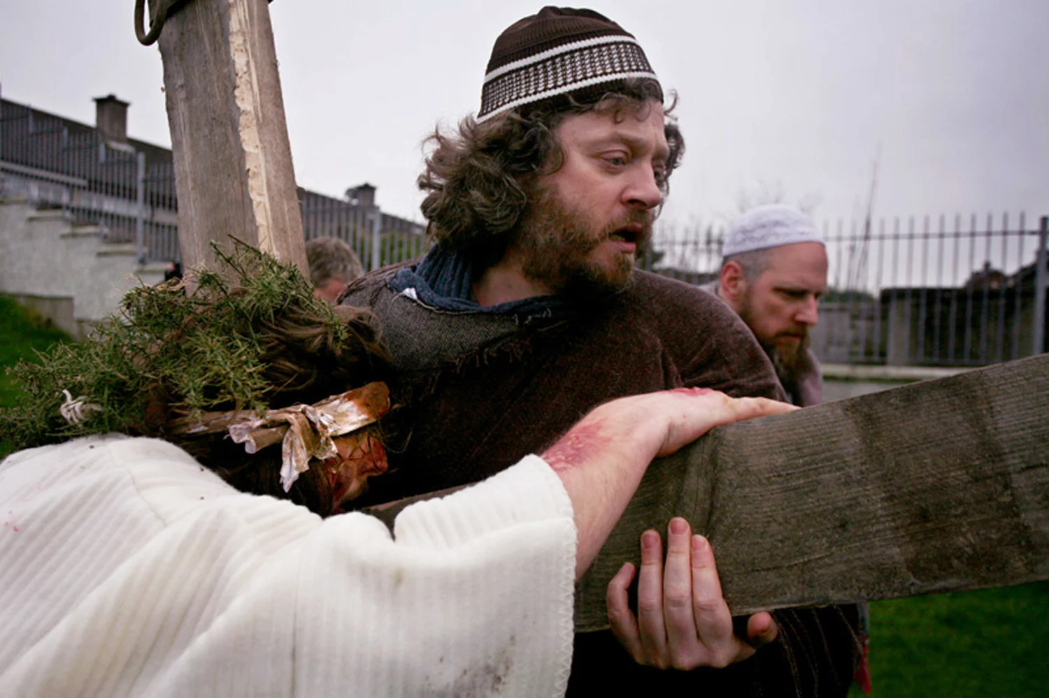 A documentary photograph of the monks of Moyross performing the passion of the christ in Limerick, Ireland