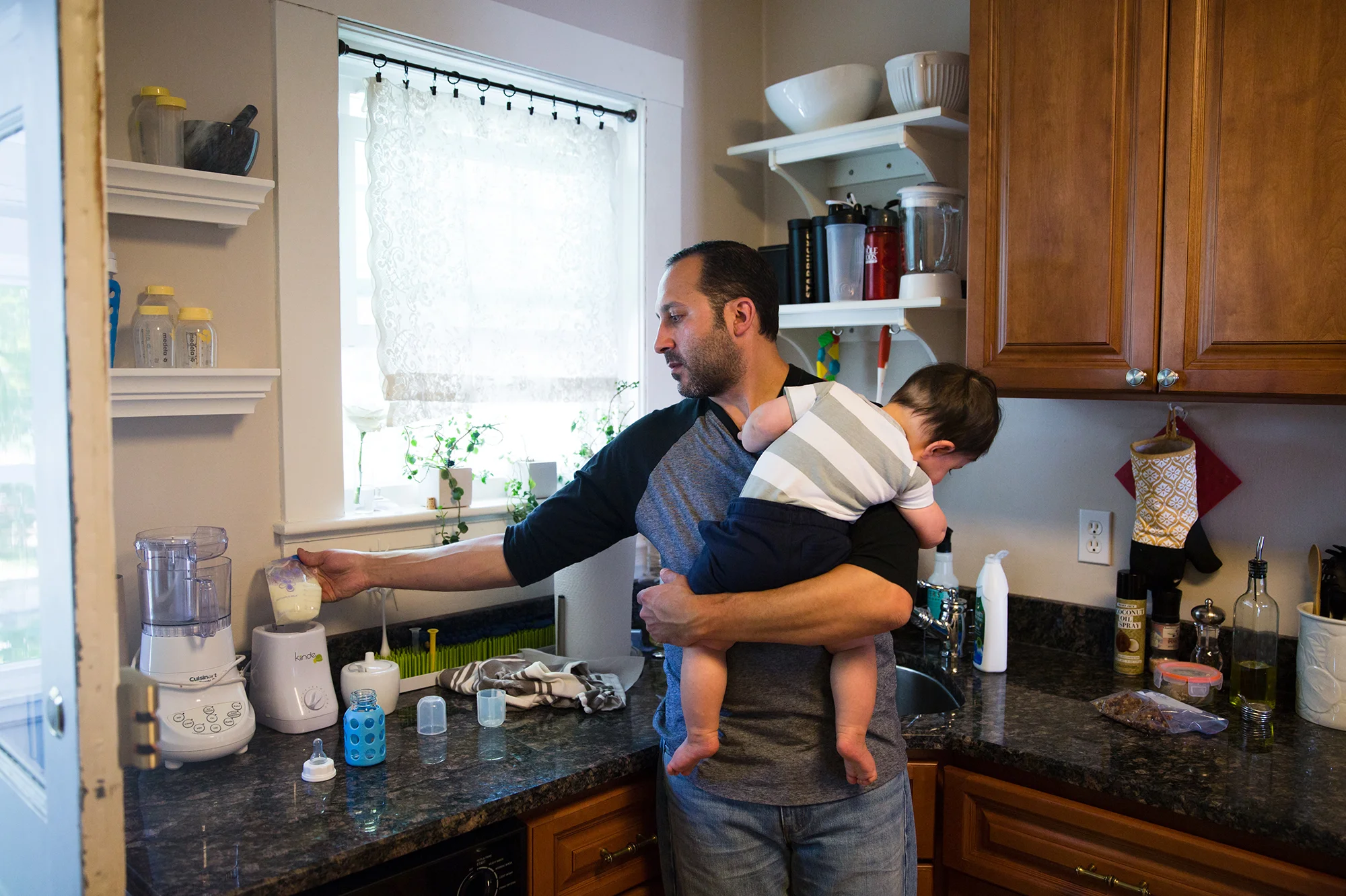 Mike & Eli “It’s really not until you decide to venture outside of your home, that you realize the complexity of bottle feeding your child. You pre-fill a bottle and in addition take a frozen bag of breastmilk that your wife has carefully extracted, bagged and labeled days before, with the date, and volume, just in case you’re gone for longer than expected.”