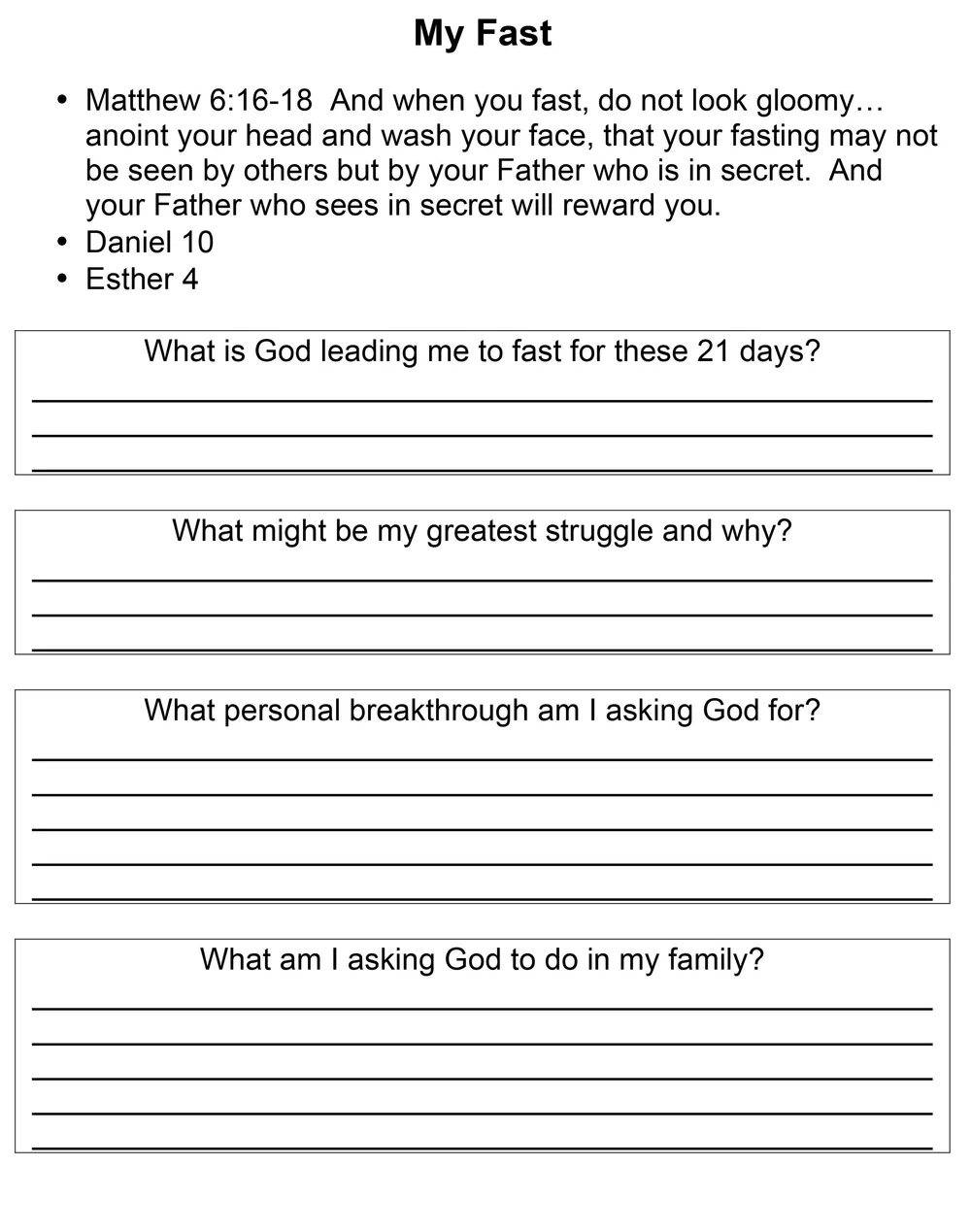 Fasting Worksheets.pdf Fasting — One Church