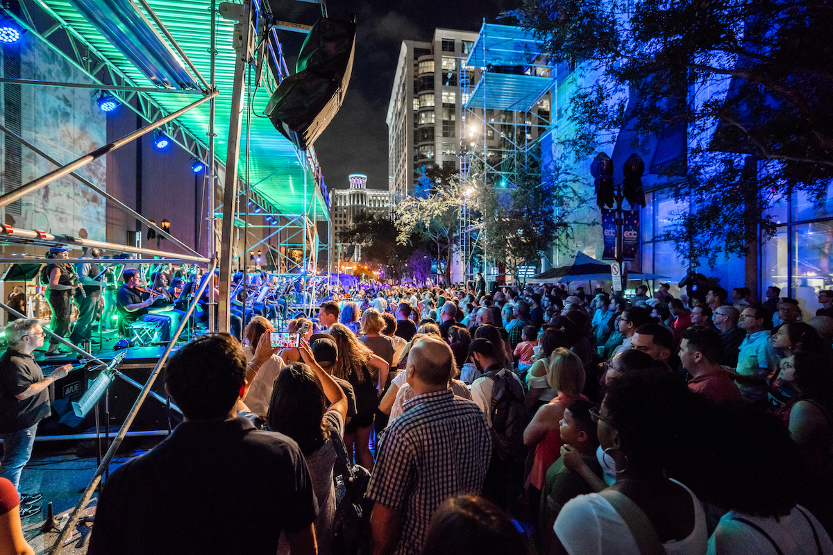 At IMMERSE 2018, the Central Florida Community Arts Orchestra collaborated with the electronic music duo, The Mood Designers, to create an electronic/orchestral collaboration. Download here .