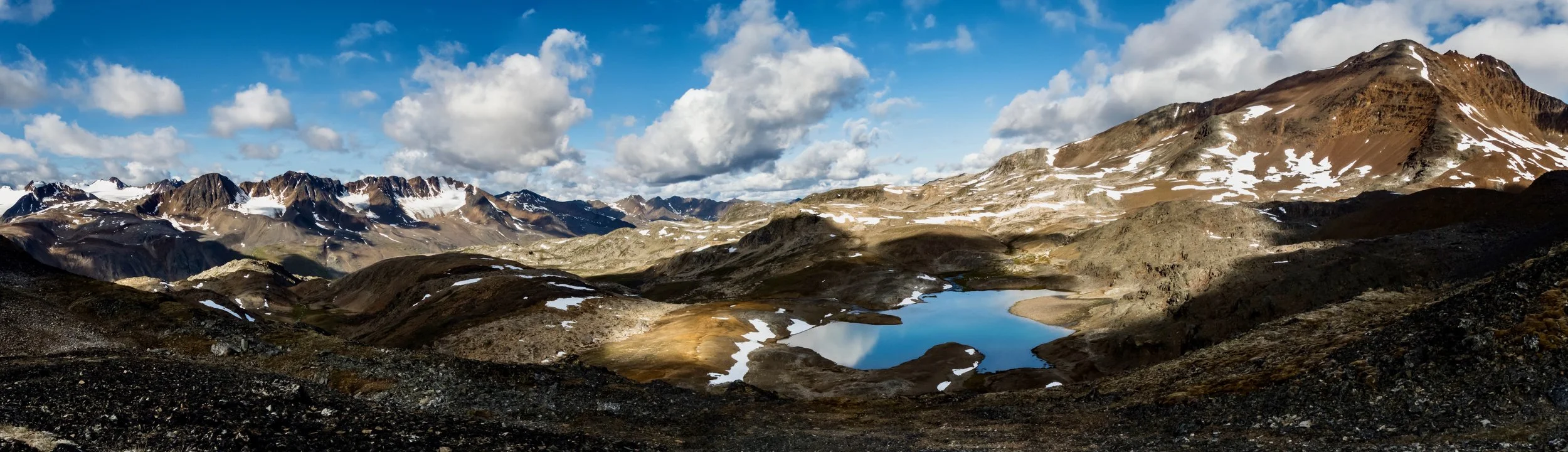With the effort required to get to this view-point in the Nahanni alpine, you might find yourself looking for a bath later in the day...