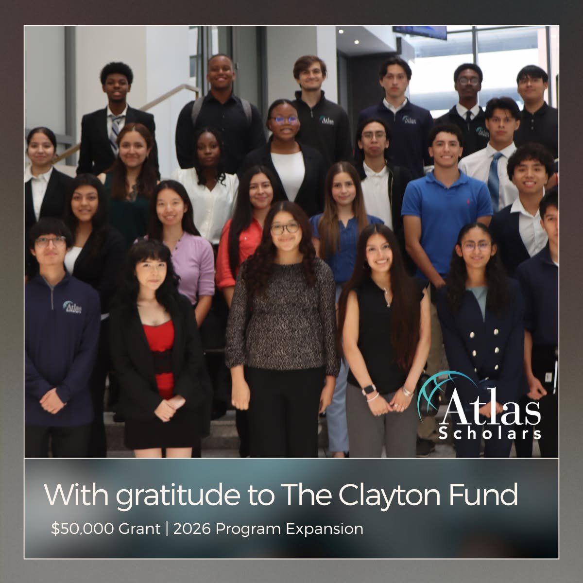 Grateful to The Clayton Fund for a $50,000 investment in our 2026 program expansion.

More Scholars.
More mentorship.
More opportunity.

Thank you for believing in Houston&rsquo;s future leaders.