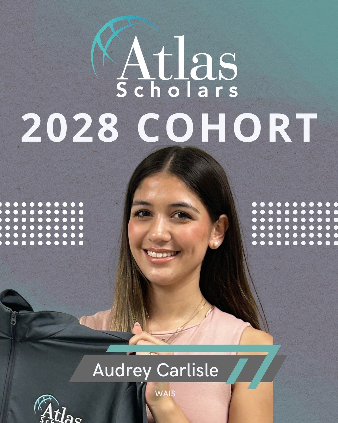 Our next member of the 2028 Atlas Scholars Cohort is Audrey Carlisle! Audrey is excited for the networking opportunities and likes the idea of learning from new experiences each day of the Summer Institute!