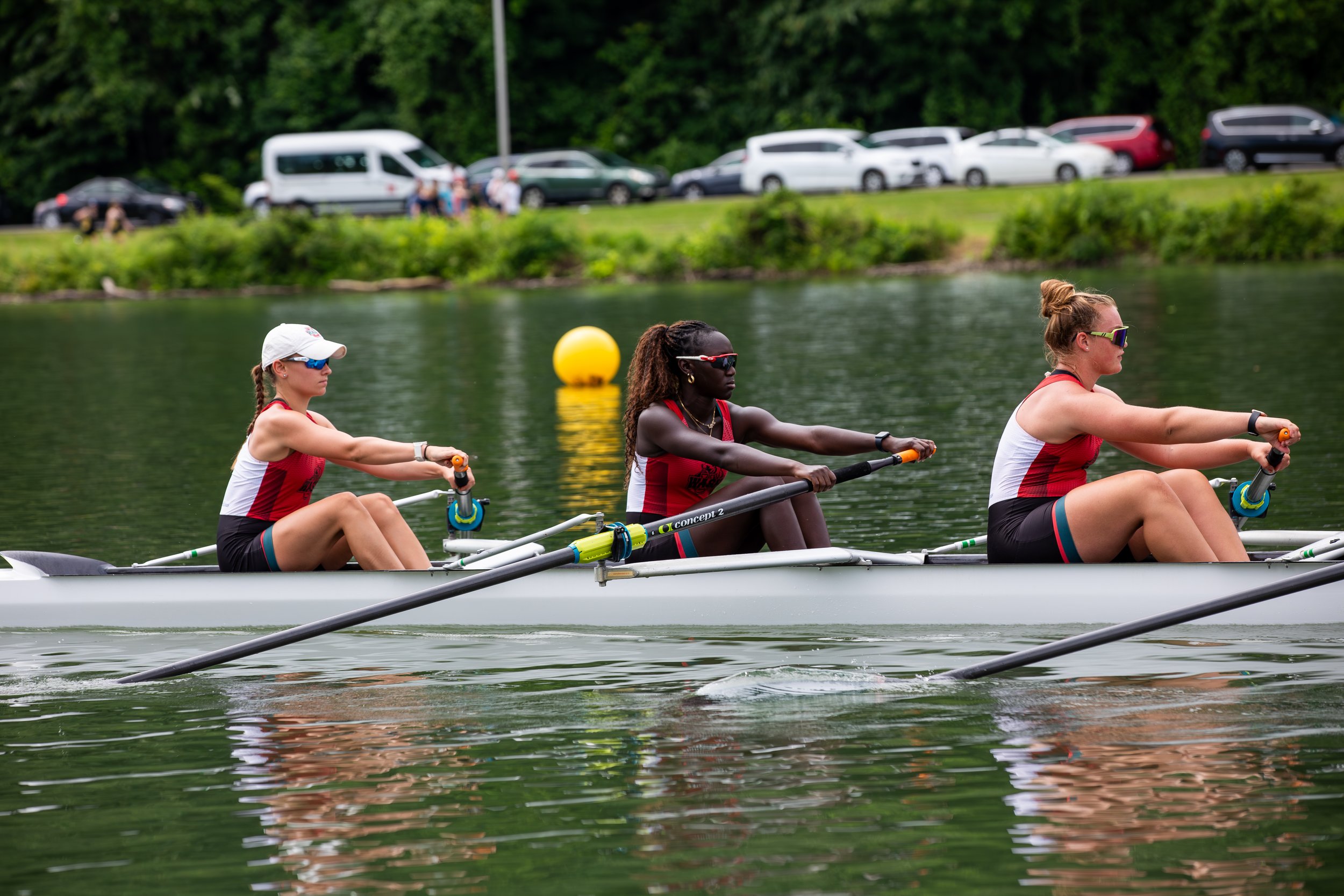 Tata T, Evangeline J, Christena B head to the starting line at ACRA