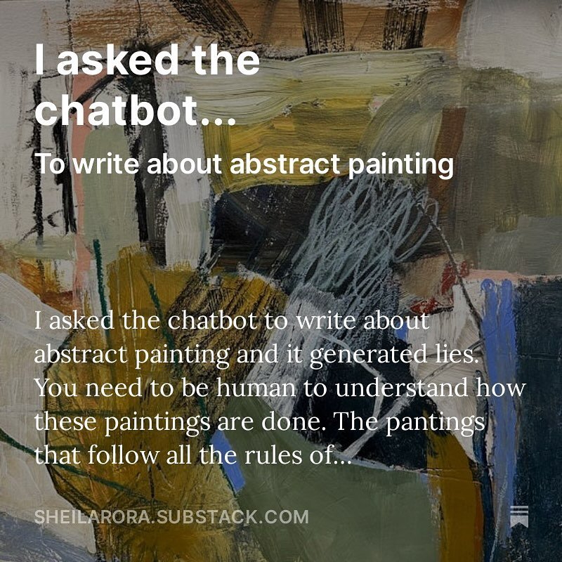 I asked the chatbot to write about abstract painting&hellip; 🤖👩🏻&zwj;🎨 New Substack post! This piece was so fun to write. I had no idea where the piece was going, and then all of the sudden I got swallowed up by the painting! 🐳 I think you&rsquo