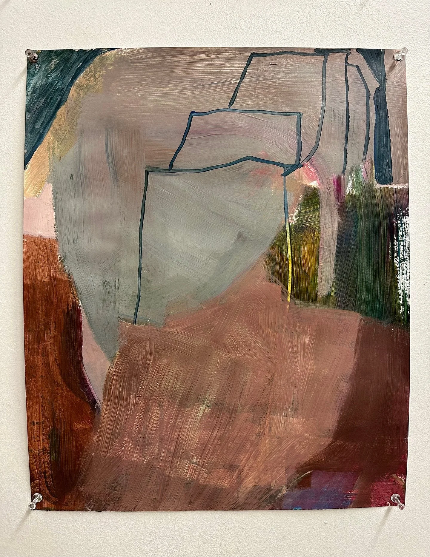 This painting is quiet but strong. It commands such a presence. I like the more spare quality and the understated color palette. The line and color transitions are beautiful. I have this painting on the wall and I keep coming back to it.

#abstractpa